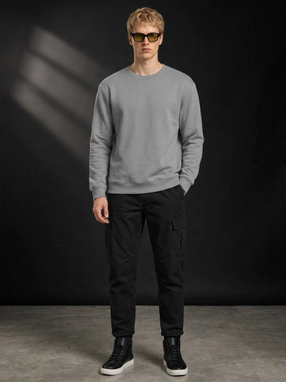 Men's Plain Grey Crew Neck Sweatshirt
