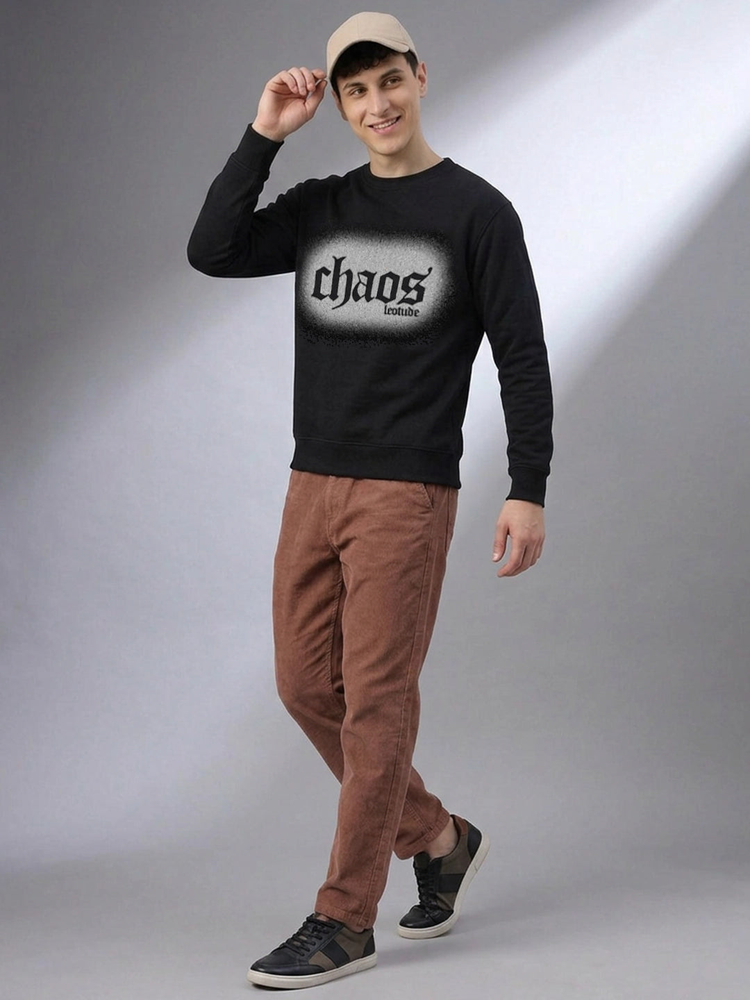 Leotude Chaos Black Graphic Sweatshirt for Men