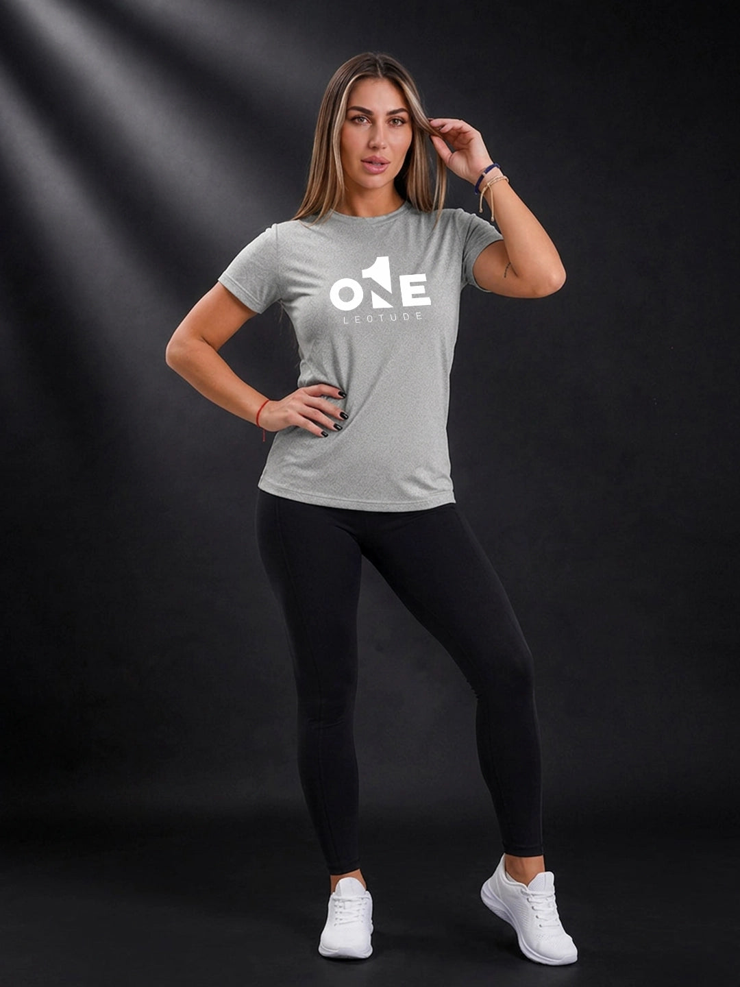 Leotude Women's Grey One Printed T-Shirt