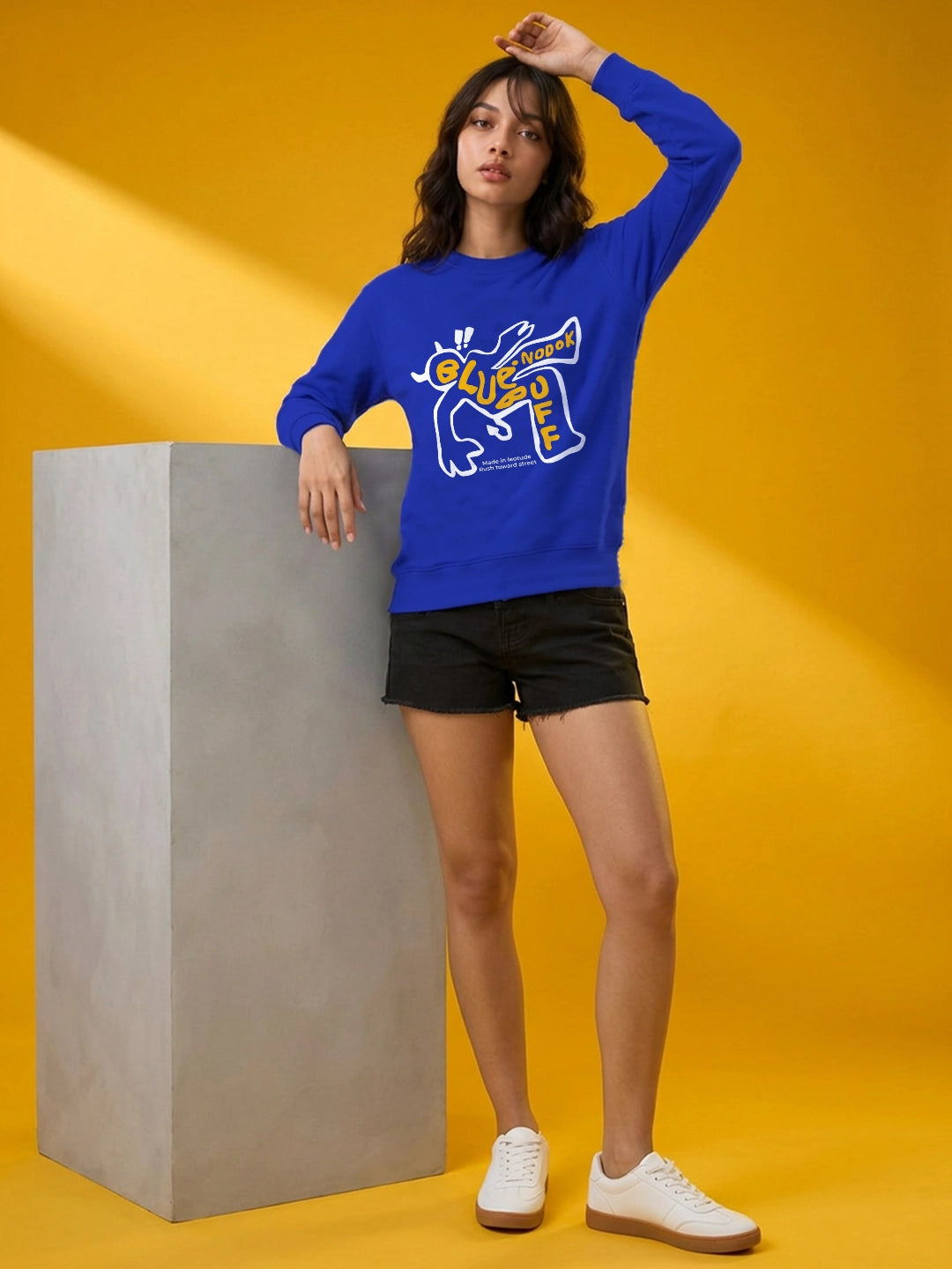 Leotude Women's Royal Blue Graphic Printed Sweatshirt