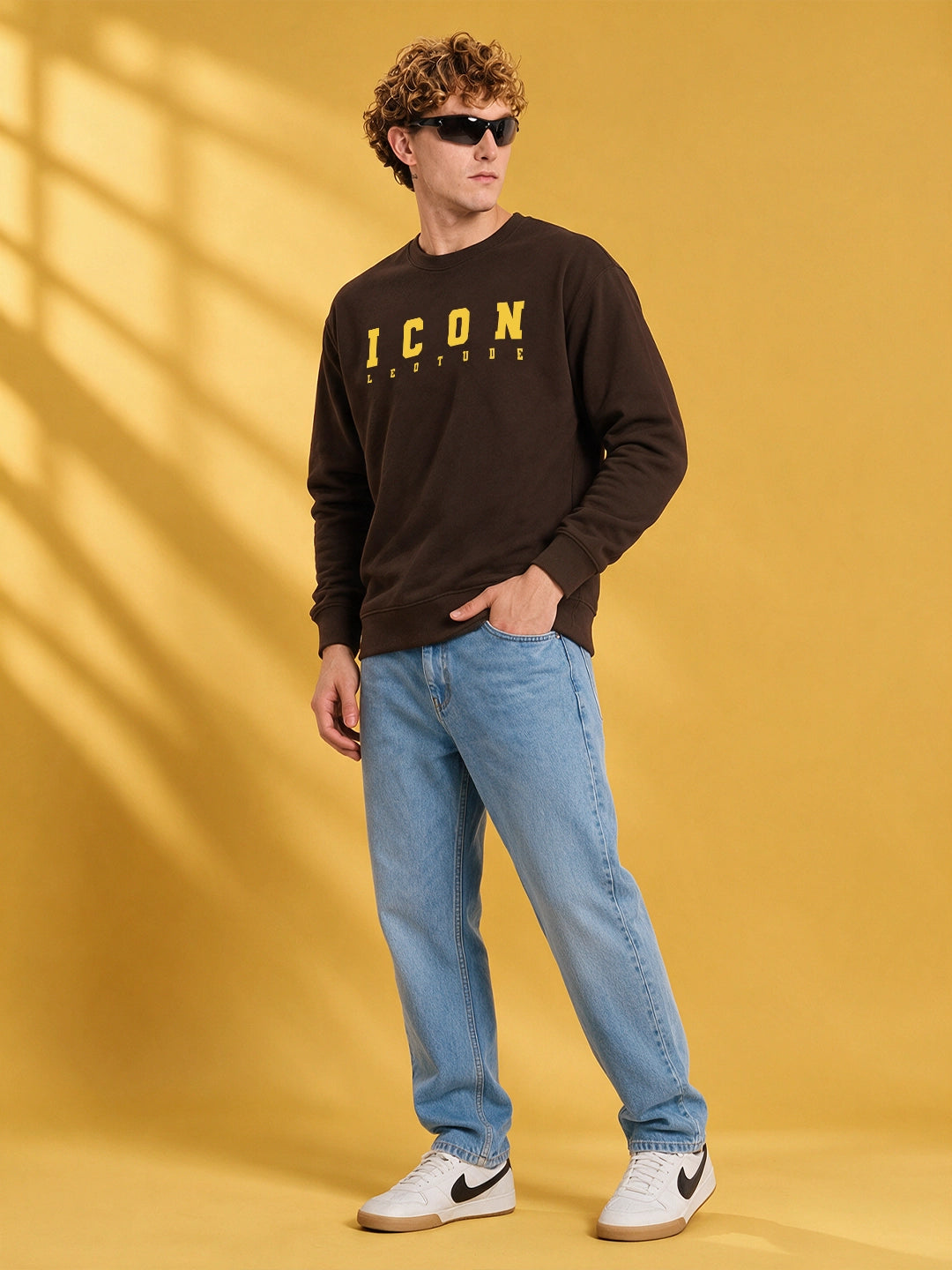 Leotude Brown Icon Graphic Sweatshirt for Men