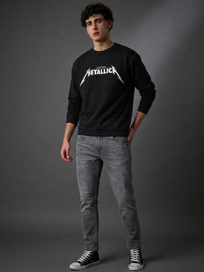 Leotude Metallica Black Graphic Sweatshirt for Men
