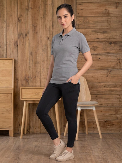 Leotude Grey Polo Tshirt for Women