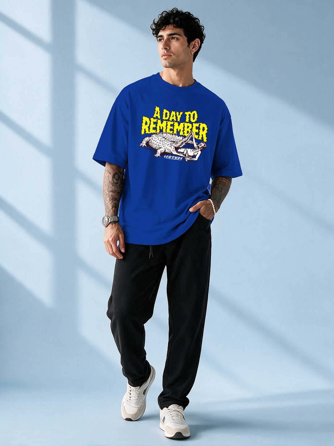 Leotude Men "A Day To Remember" Royal Blue Oversized T-Shirt