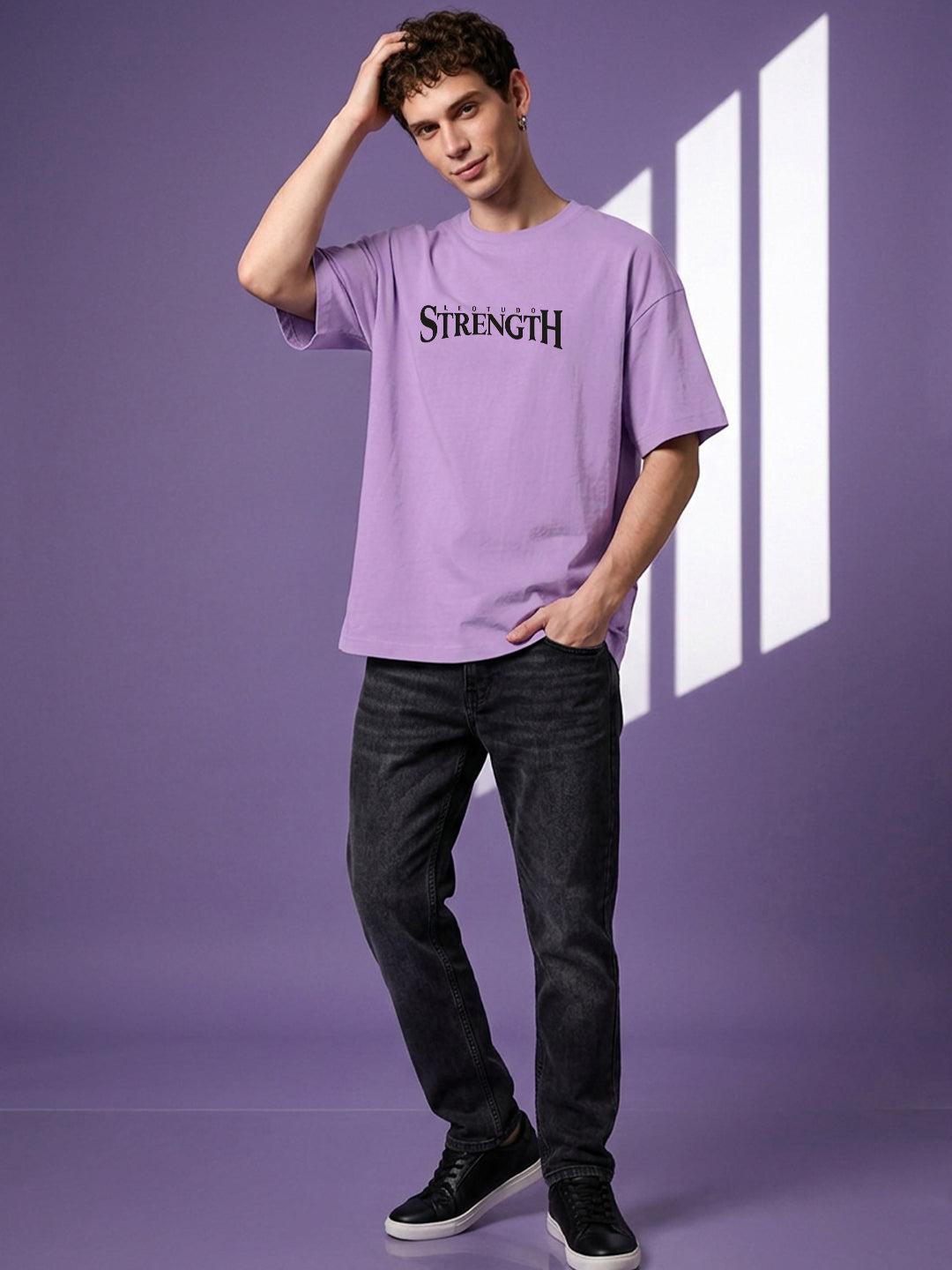 Leotude Men "Limitless Strength" Purple Oversized T-Shirt
