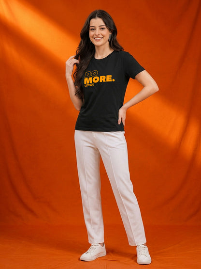 Leotude Women's Black Do More Printed T-Shirt