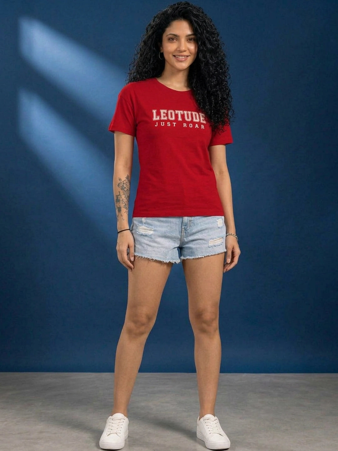 Leotude Women's Red Just Roar Printed T-Shirt