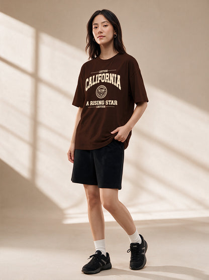 Leotude Women "California" Brown Oversized T-Shirt