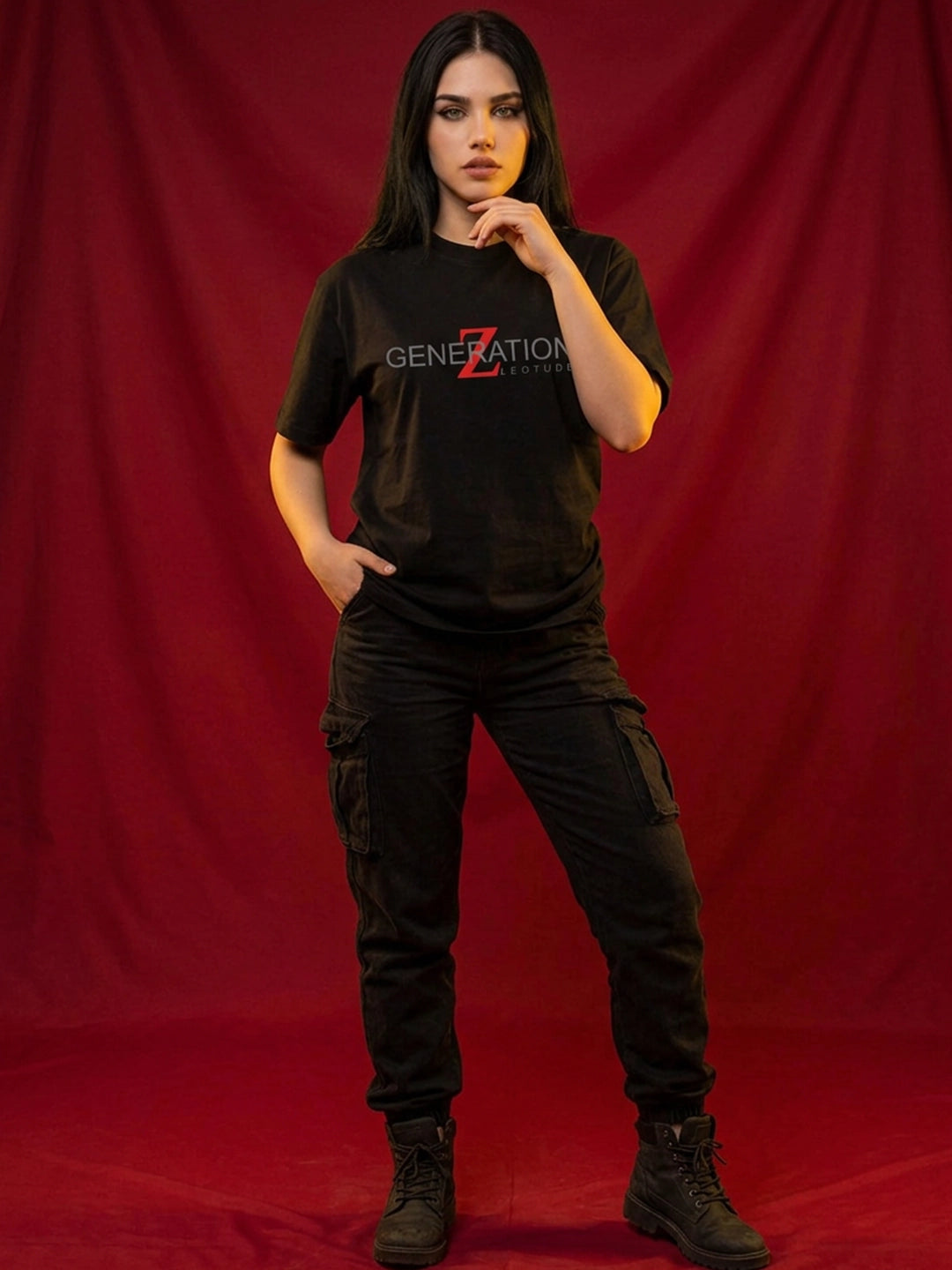 Leotude Women's Black Generation Z Printed T-Shirt