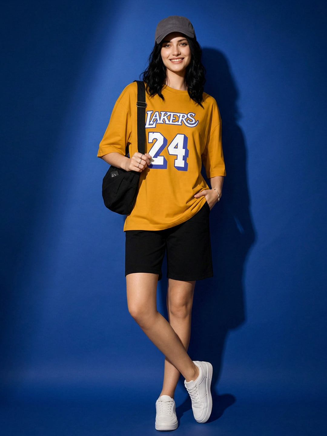 Leotude Mustard Court 24 Printed Oversized Tshirt for Women
