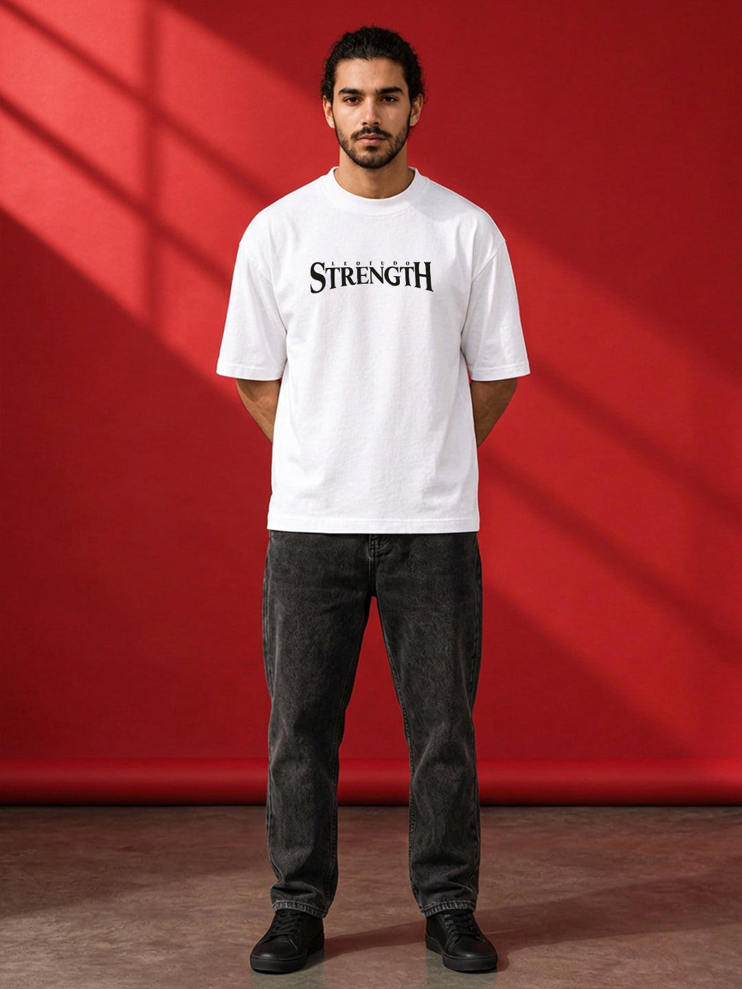 Leotude Men "Limitless Strength" White Oversized T-Shirt