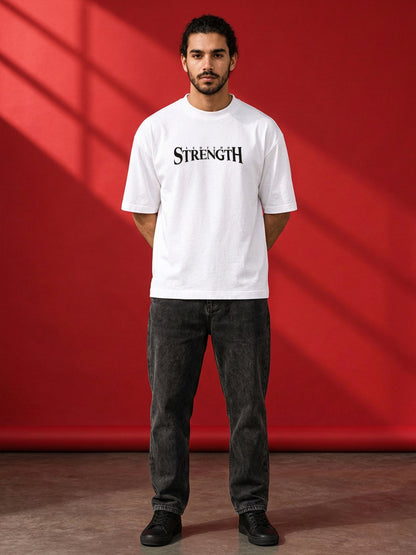 Leotude Men "Limitless Strength" White Oversized T-Shirt