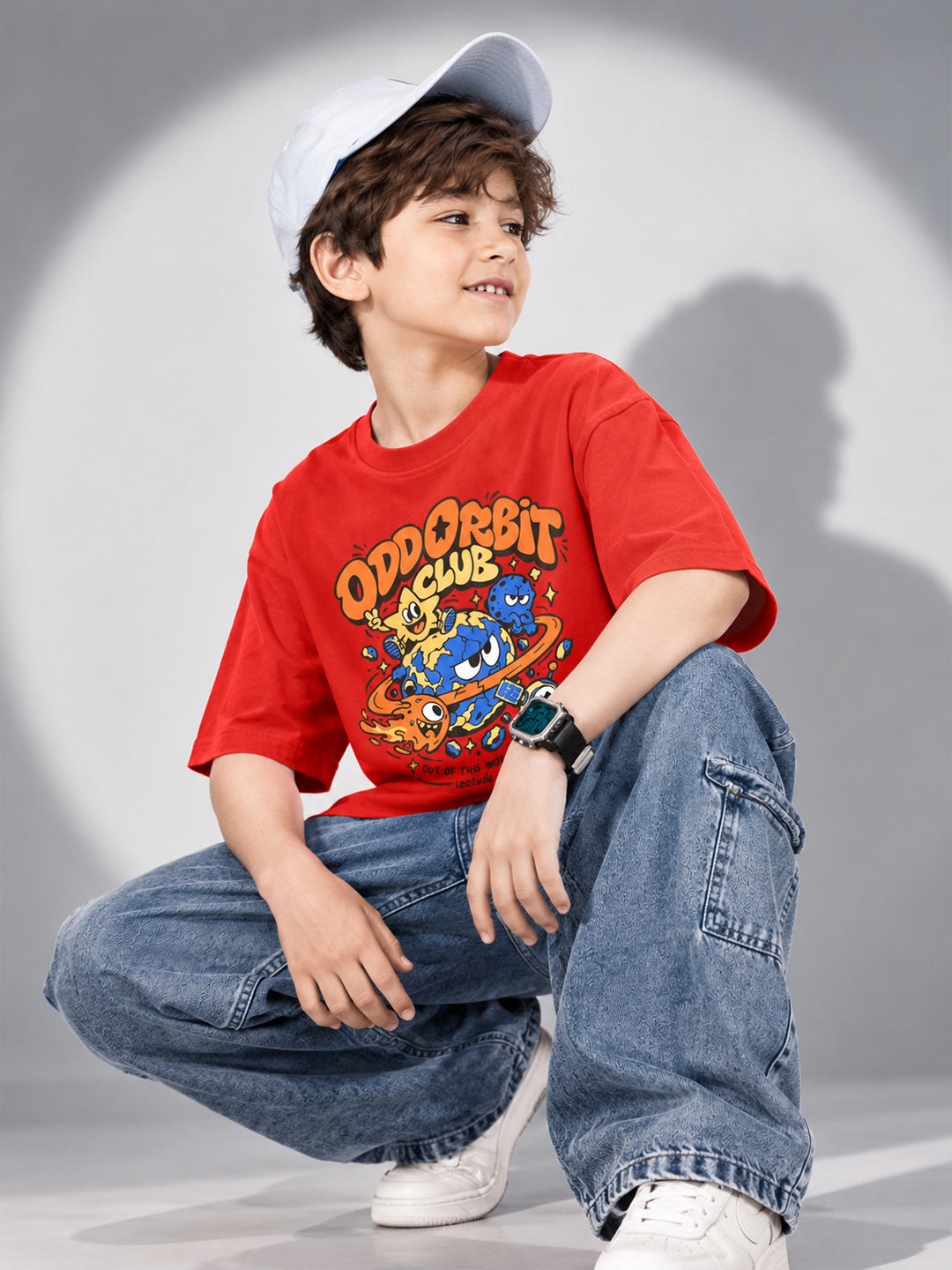 Leotude Boys' Red Odd Orbit Club Printed T-Shirt