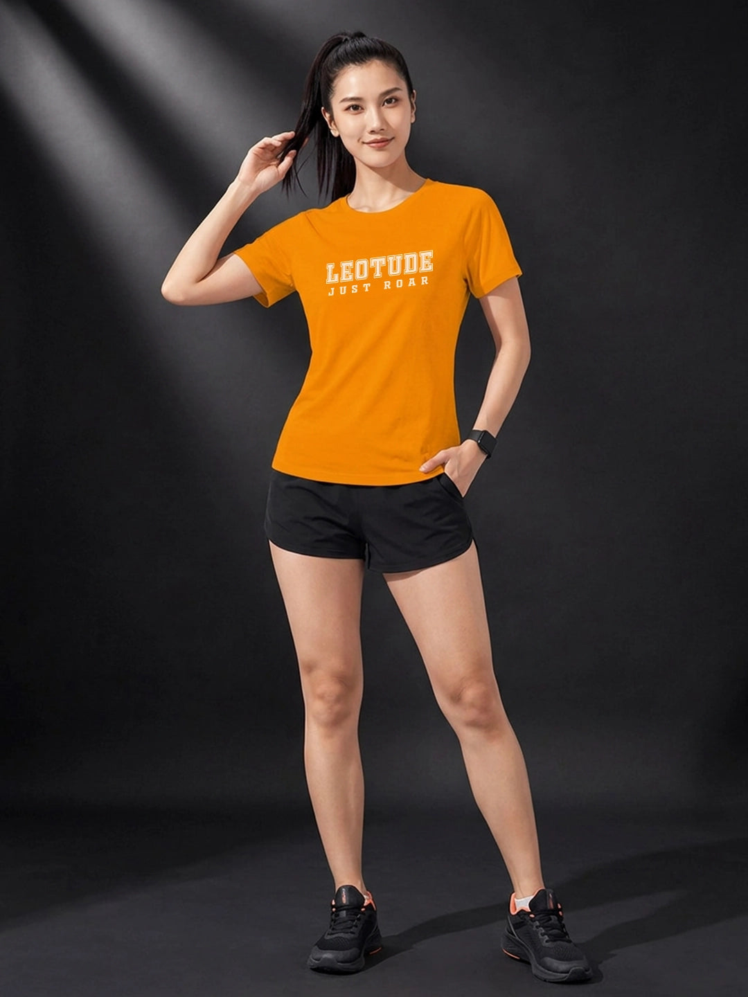 Leotude Women's Mustard Just Roar Printed T-Shirt
