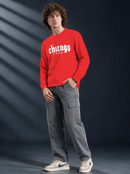 Men's Red Chicago Graphic Crew Neck Sweatshirt