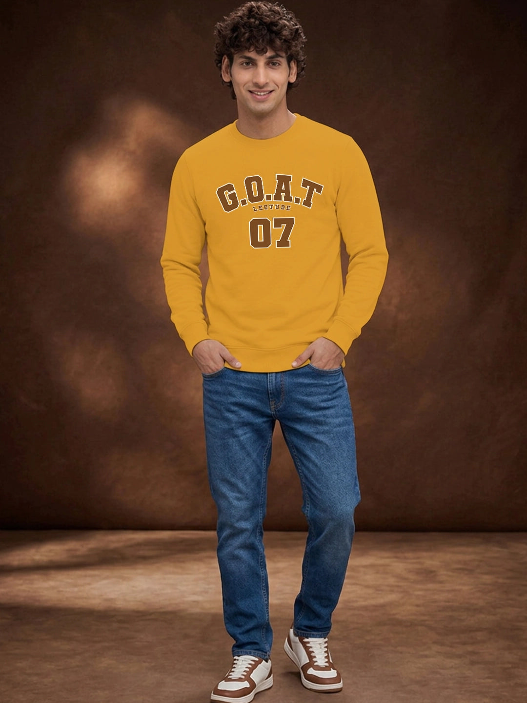 Leotude Mustard GOAT 07 Graphic Sweatshirt for Men