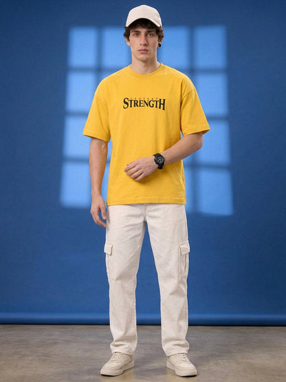 Leotude Men "Limitless Strength" Yellow Oversized T-Shirt