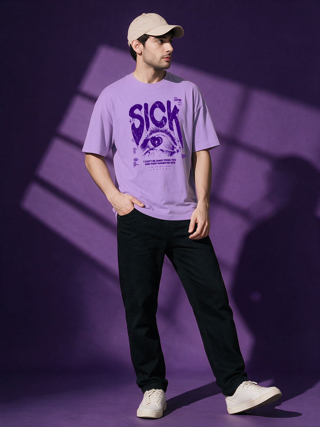 Leotude Men "Sick" Purple Oversized T-Shirt