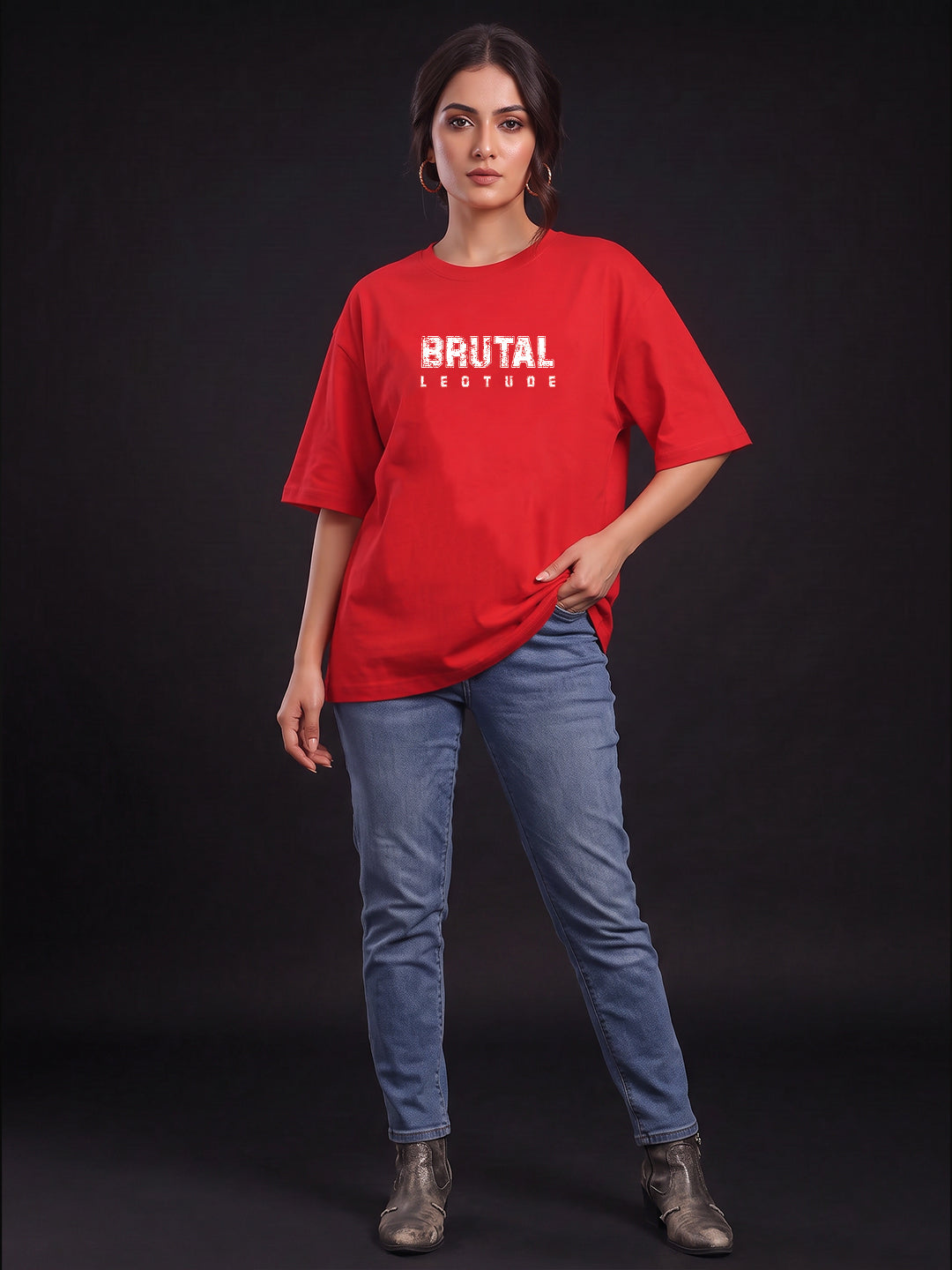 Leotude Women's Red Brutal Premium T-Shirt