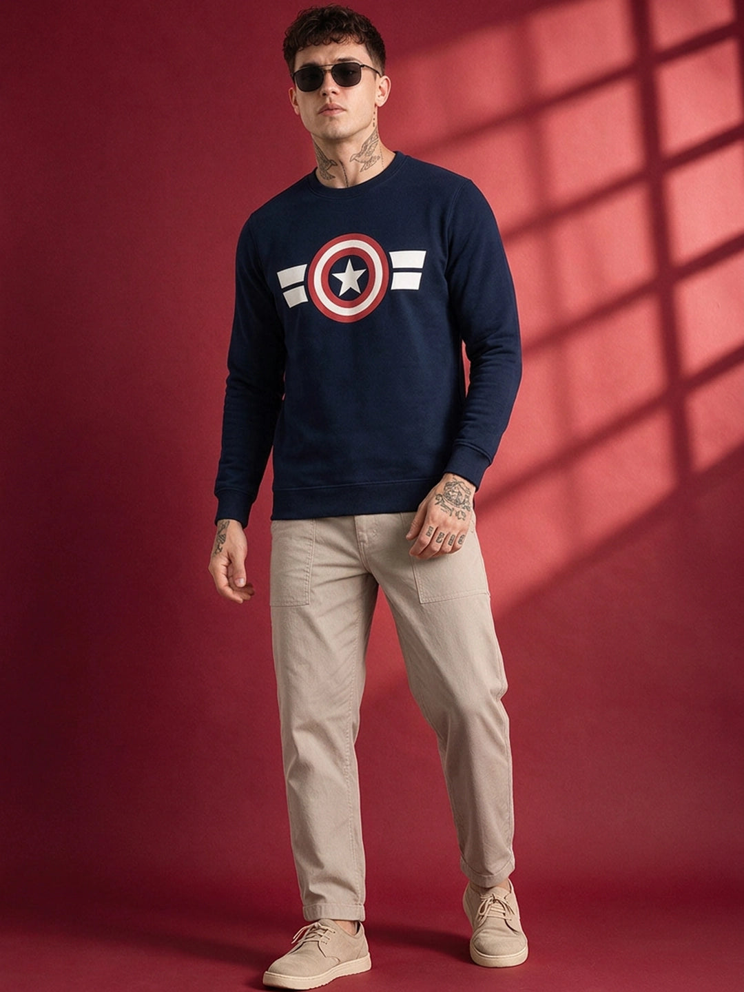 Men's Navy Blue Star Graphic Sweatshirt