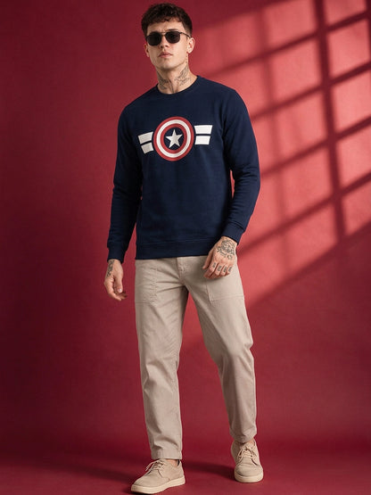 Men's Navy Blue Star Graphic Sweatshirt
