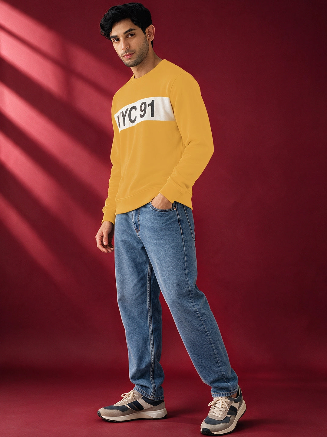 Leotude Yellow NYC 91 Printed Sweatshirt for Men