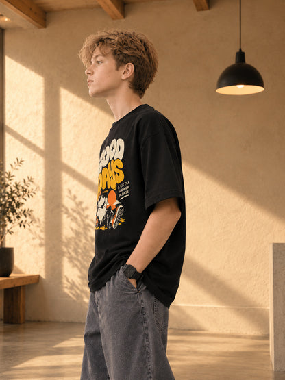 Leotude Boys' Black Good Days Printed T-Shirt
