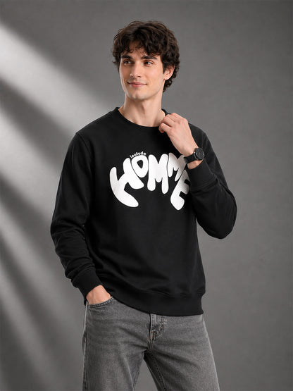 Leotude Men's Black Homme Printed Full Sleeve T-Shirt