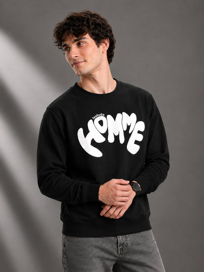 Leotude Men's Black Homme Printed Full Sleeve T-Shirt
