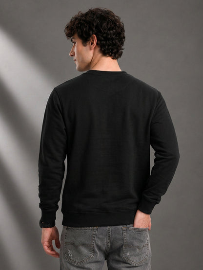 Leotude Men's Black Homme Printed Full Sleeve T-Shirt