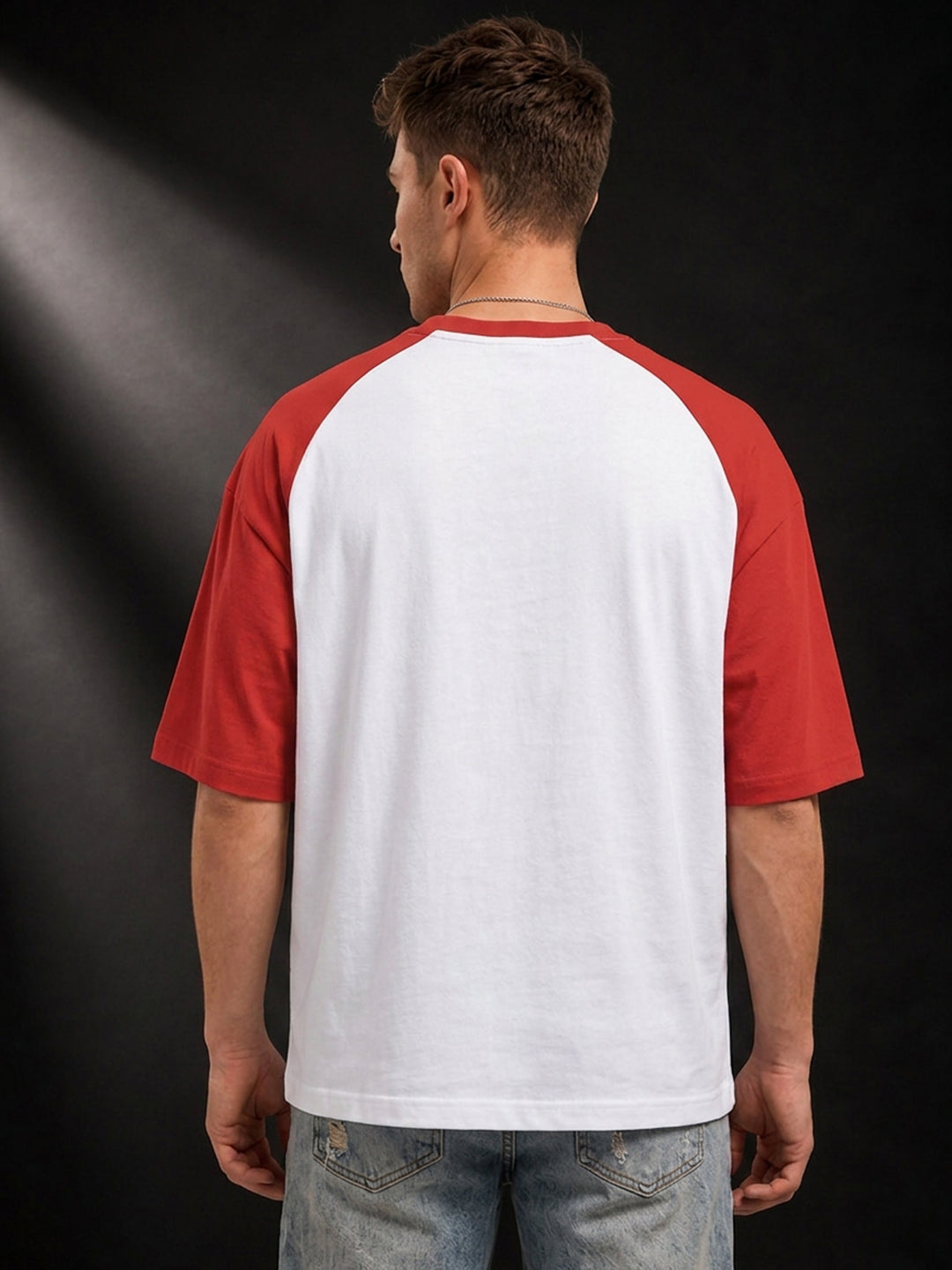 Leotude Men's White Chicago Raglan Oversized T-Shirt