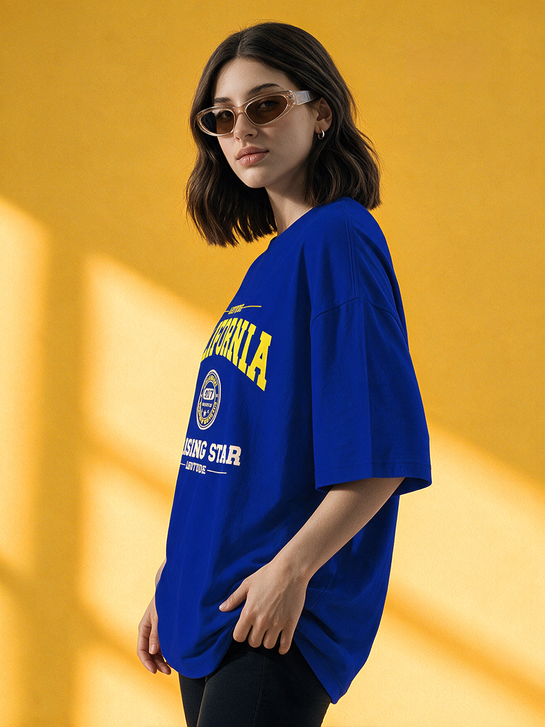 Leotude Women "California" Royal Blue Oversized T-Shirt