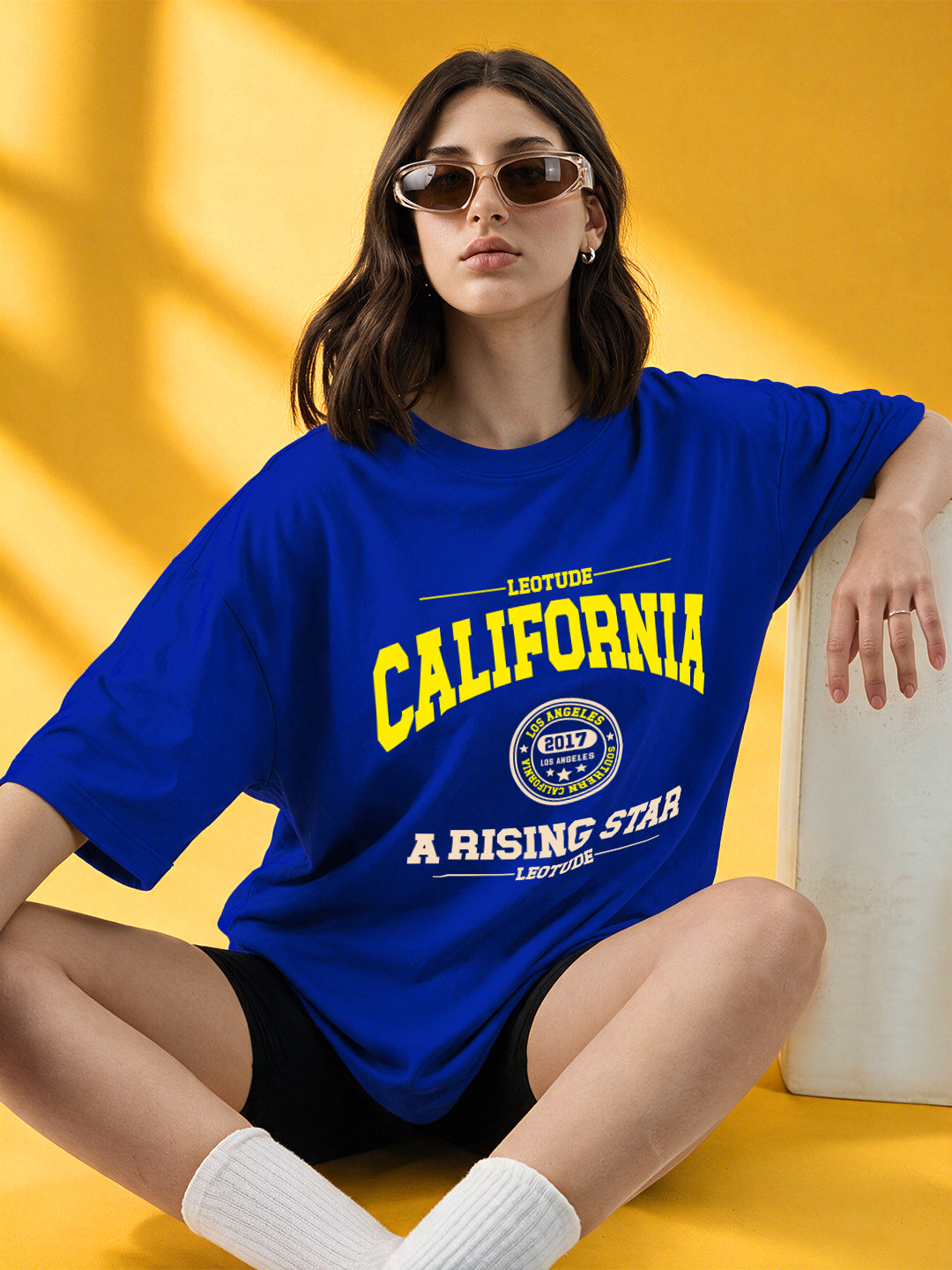 Leotude Women "California" Royal Blue Oversized T-Shirt