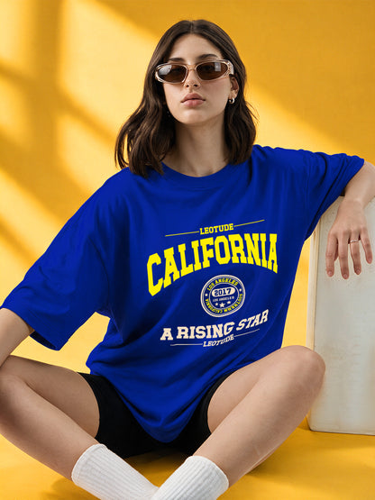 Leotude Women "California" Royal Blue Oversized T-Shirt