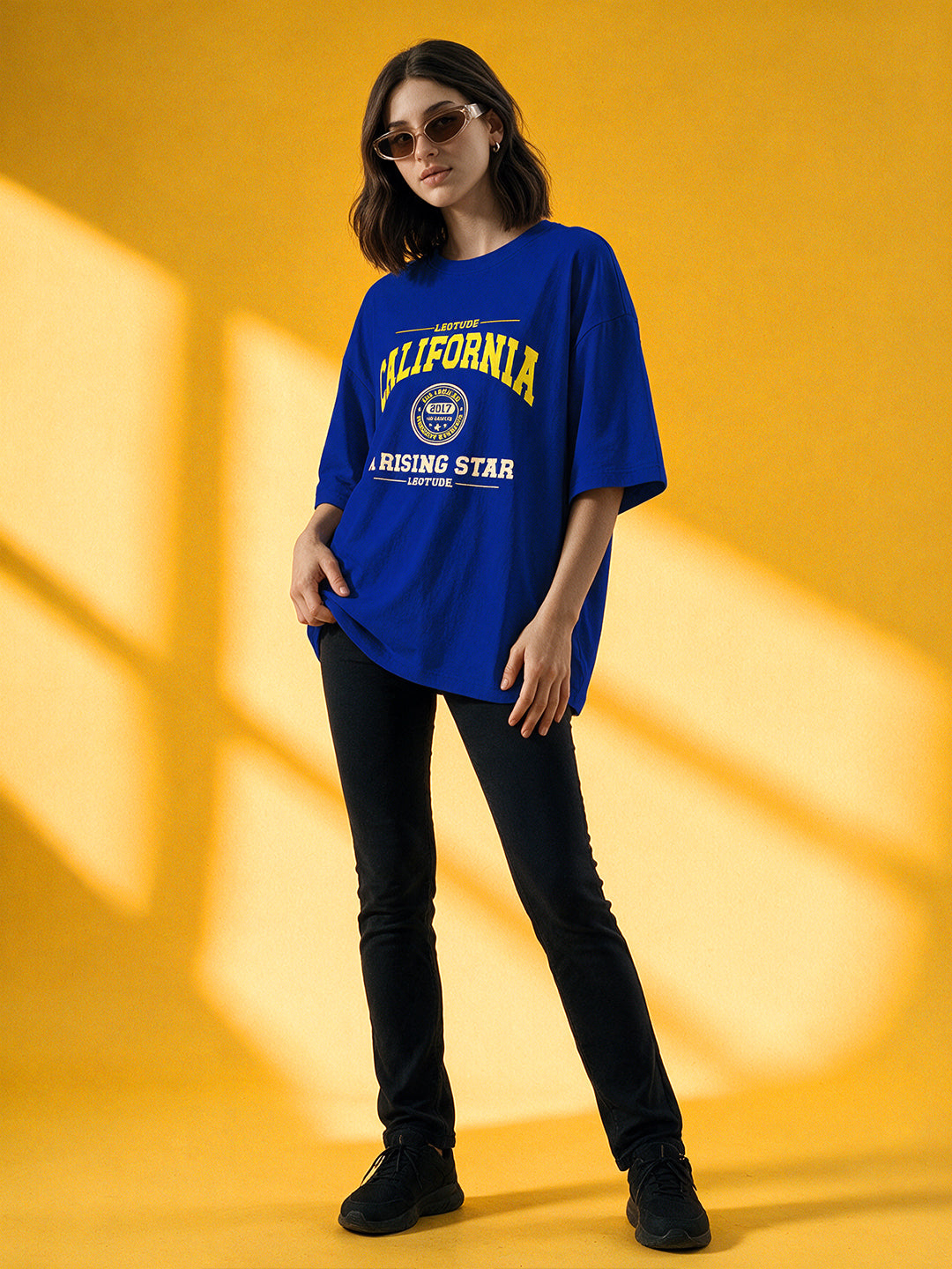 Leotude Women "California" Royal Blue Oversized T-Shirt