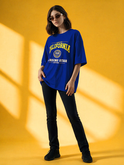 Leotude Women "California" Royal Blue Oversized T-Shirt