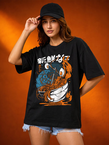 Leotude Women's Black Ramen Premium T-Shirt