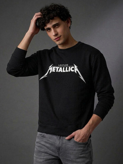 Leotude Metallica Black Graphic Sweatshirt for Men