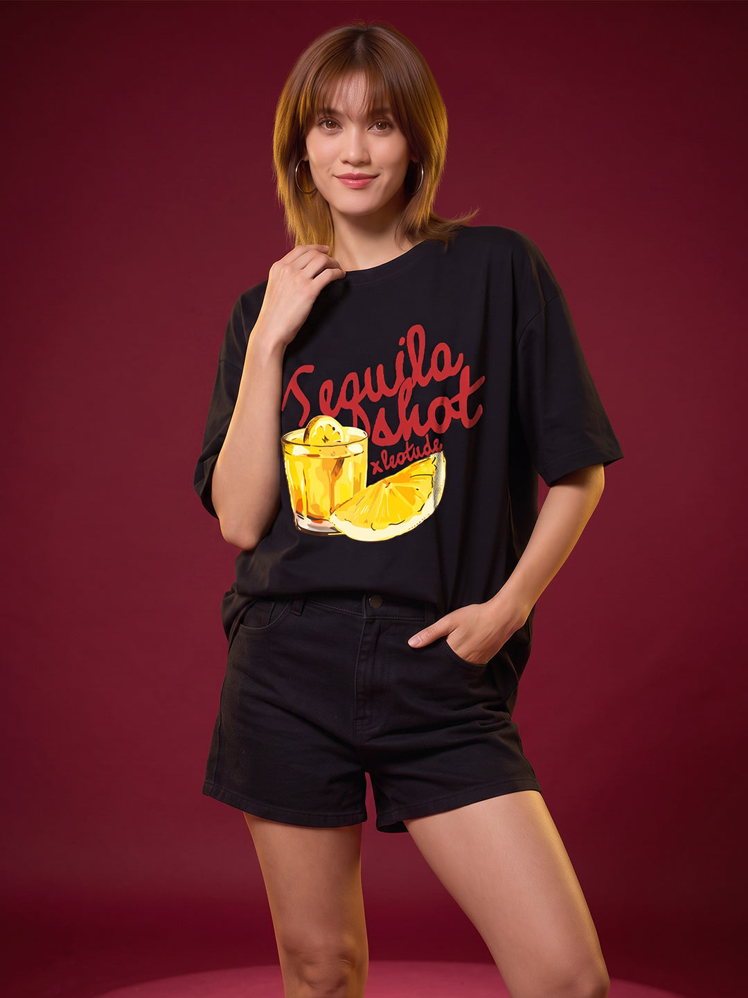 Leotude Women's Black Tequila Shot Premium T-Shirt