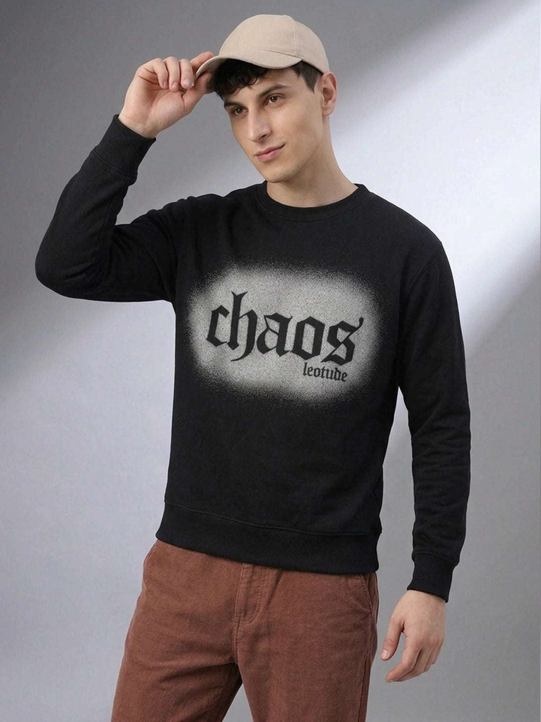 Leotude Chaos Black Graphic Sweatshirt for Men