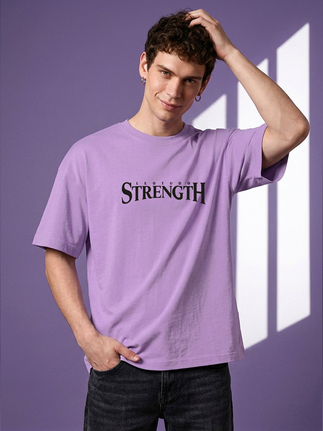 Leotude Men "Limitless Strength" Purple Oversized T-Shirt