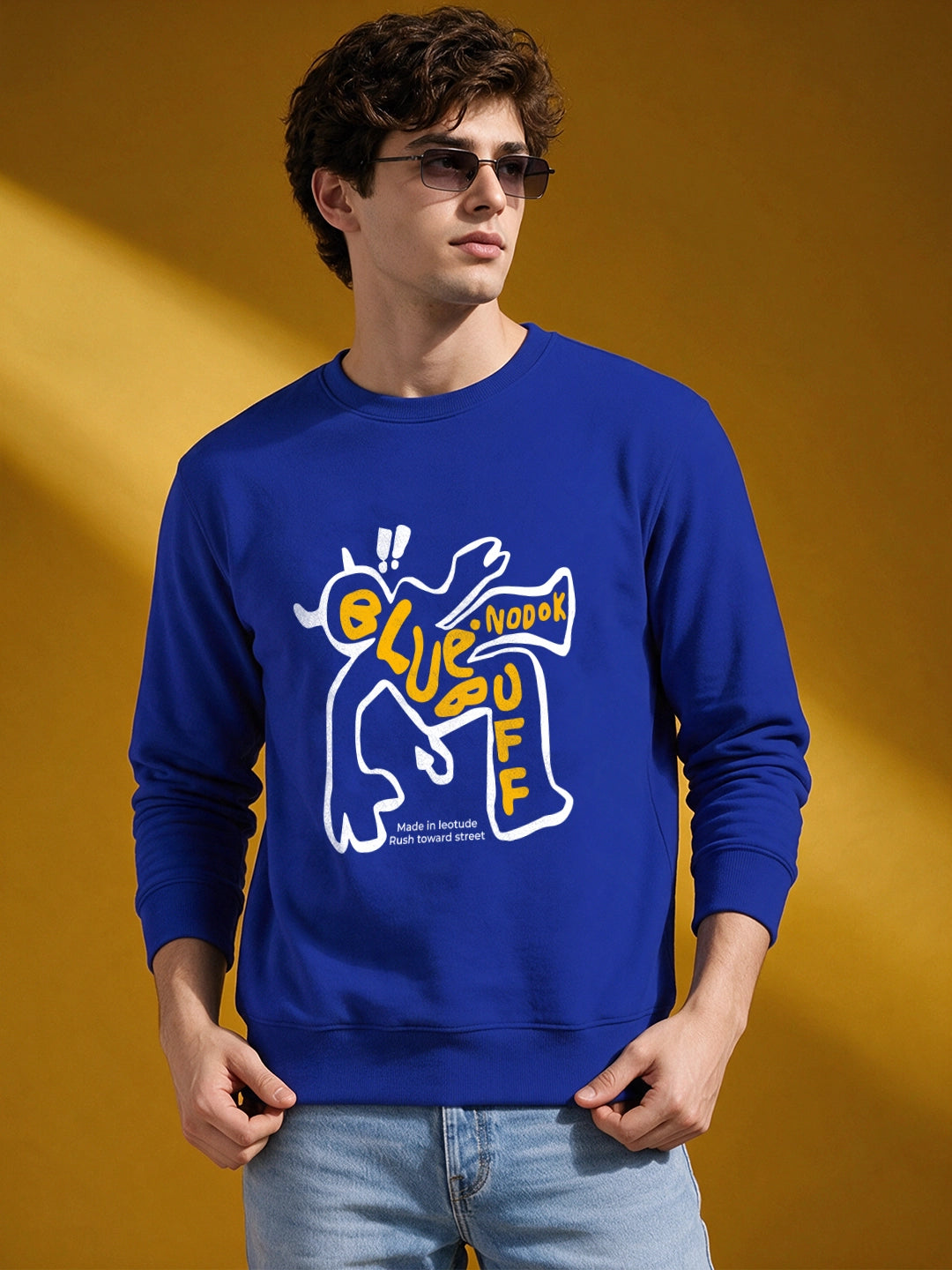 Leotude Blue Graphic Sweatshirt for Men