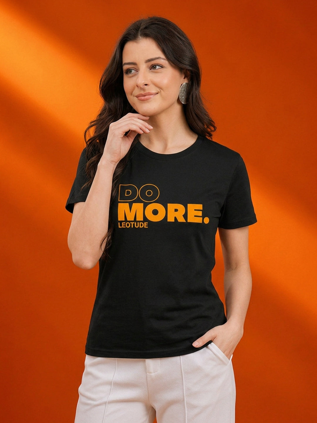 Leotude Women's Black Do More Printed T-Shirt