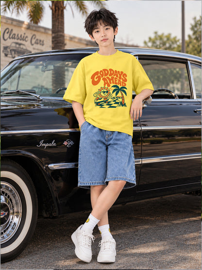 Leotude Boys' Yellow Good Days Ahead Printed T-Shirt