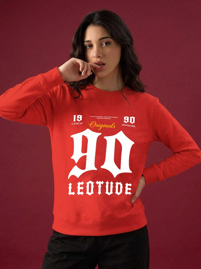 Leotude Women's Red Originals Printed Round Neck Sweatshirt