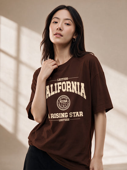 Leotude Women "California" Brown Oversized T-Shirt