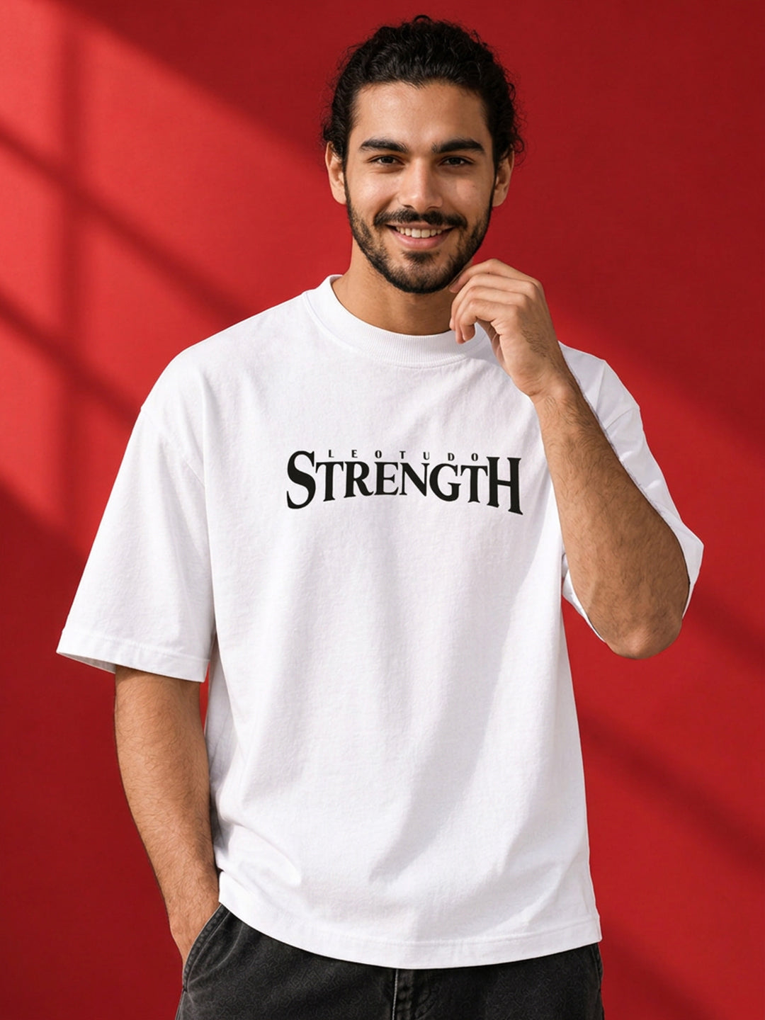 Leotude Men "Limitless Strength" White Oversized T-Shirt