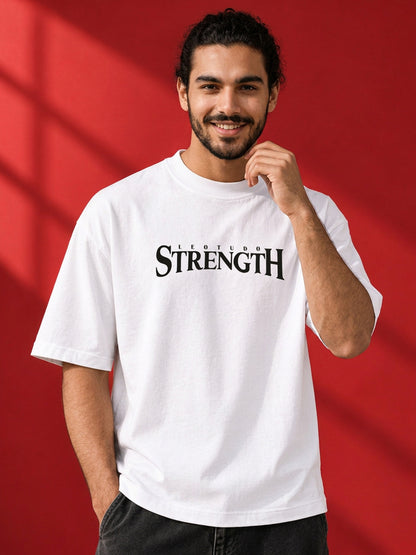 Leotude Men "Limitless Strength" White Oversized T-Shirt