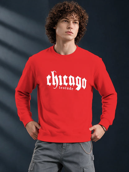 Men's Red Chicago Graphic Crew Neck Sweatshirt