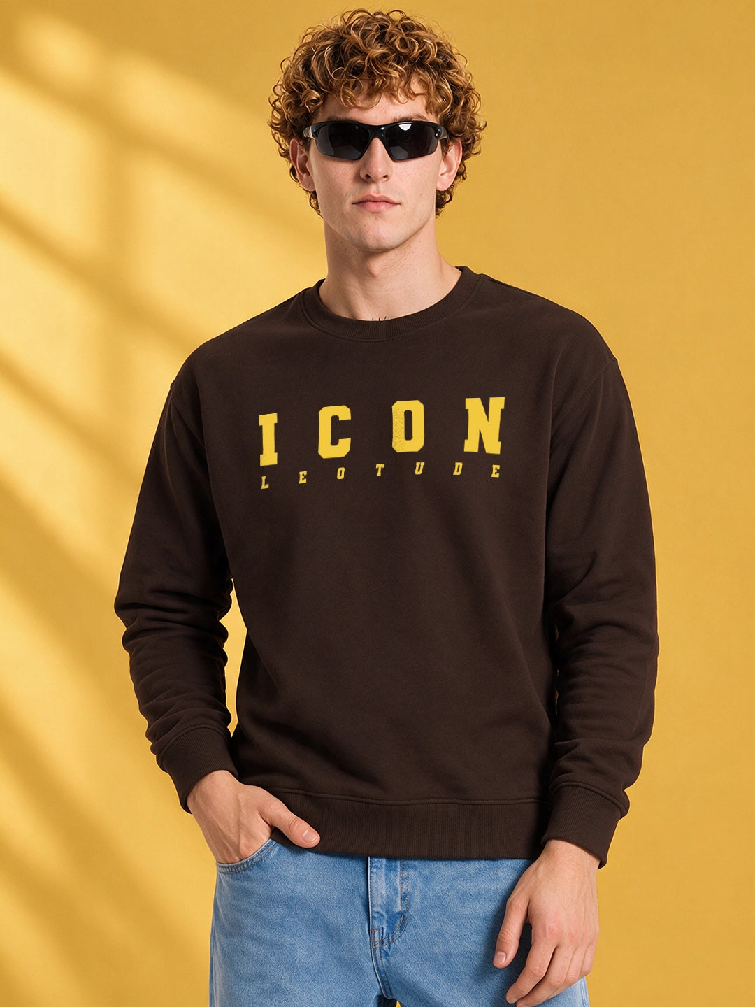 Leotude Brown Icon Graphic Sweatshirt for Men